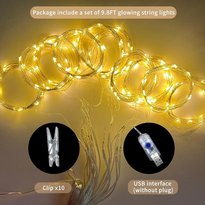 10×10ft White Tulle Backdrop Curtains with Lights String for Wedding Parties Sheer Backdrop Curtain Backdrop for Engagement Bridal Baby Shower Birthday Party Home Decoration 5ft×10ft, 2 Panels