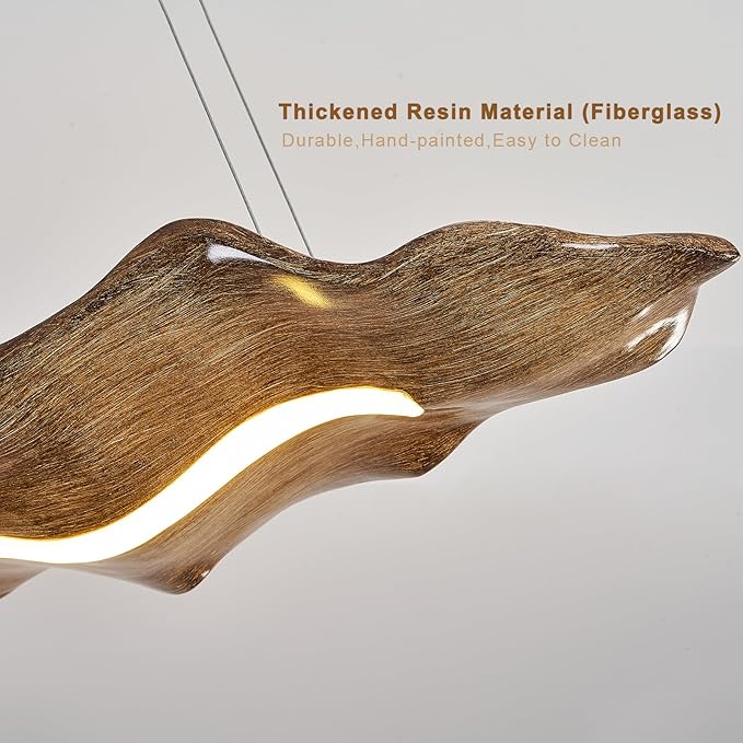 Upgrade 39.4in Led Modern Linear Chandelier with Remote,Modern Resin Ceiling Pendant Lights for Dining Room Island Lighting Hanging Light for Kitchen,Living Room