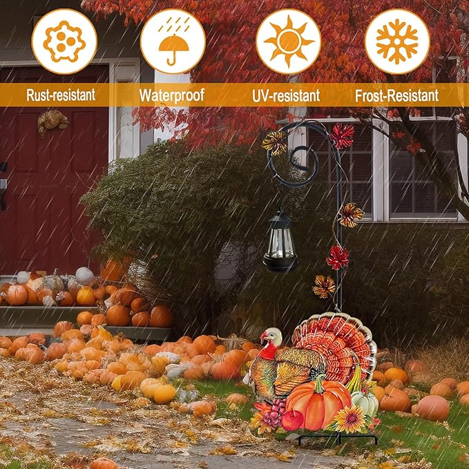 Thanksgiving Turkey Decorations Outdoor,Solar Turkey Garden Stakes,Autumn Fall Decor Yard Stake for Outdoor Garden Lawn Patio