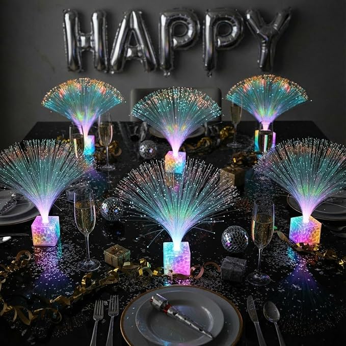 Amylove 30 Pcs Mini Fiber Optic Lamp Bulk LED Light Color Changing Table Centerpiece Glow in The Dark Party Favors Supplies for Wedding Graduation Birthday Disco Dance Decorations (6 Inch,Clear)