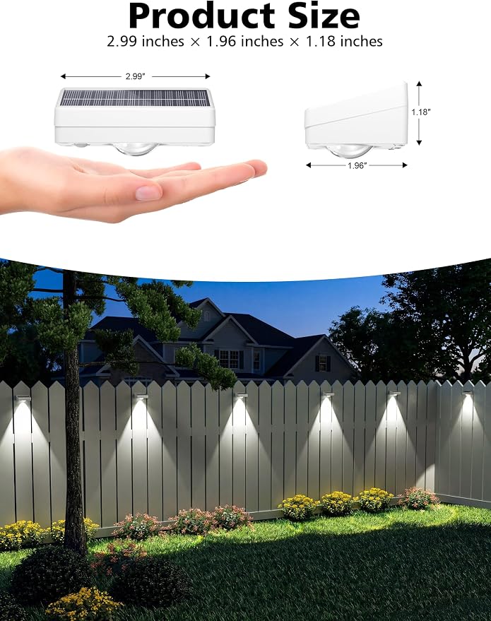 VOLISUN Solar Fence Lights with Remote Control, Fence Lights Solar Powered, IP65 Waterproof LED, RGB Color Changing Solar Light for Fence, Yard, Wall, Backyard (16 Pack,White)