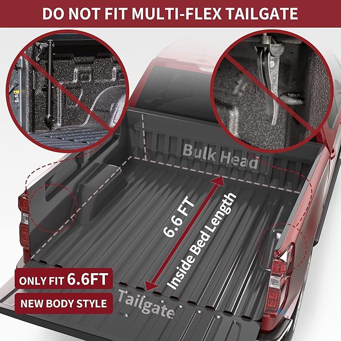 OEDRO Soft Tri-Fold Tonneau Cover, Custom Fit for Chevy Silverado 1500 / GMC Sierra 1500 New Body Style 2019-2025, Designed to Accommodate Fleetside 6.6 Ft Bed w/o Multi-Flex Tailgate