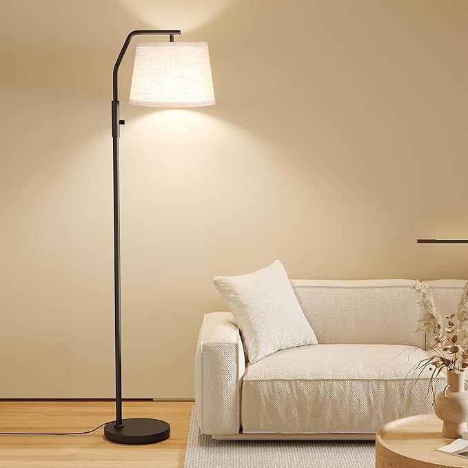SUNMORY Floor Lamps for Living Room, 9W Bulb Included, Tall Lamp for Bedroom with Adjustable Head, Modern Standing Lamp, 0-100% Dimmable Arc Floor Lamp for Dining Room Office Nursery, Black.