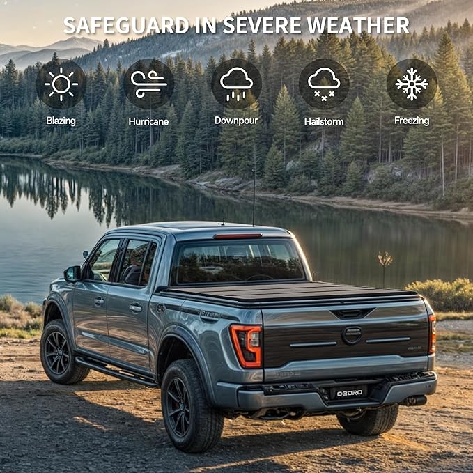 OEDRO FRP Hard Tri-fold Tonneau Cover Fits for Chevy Silverado 1500 & GMC Sierra 1500 2007-2013 New Body Style 5.8ft Bed w/o Multi-Flex Tailgate, Weather-Resistant
