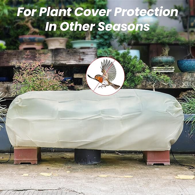 MIXC 2 Packs Plant Covers Freeze Protection, 59" x 19.7" x 21.7" Winter Plant Cover Cold Weather Tree Frost Cloth Warm Blankets Shrub Covers for Outdoor Plant