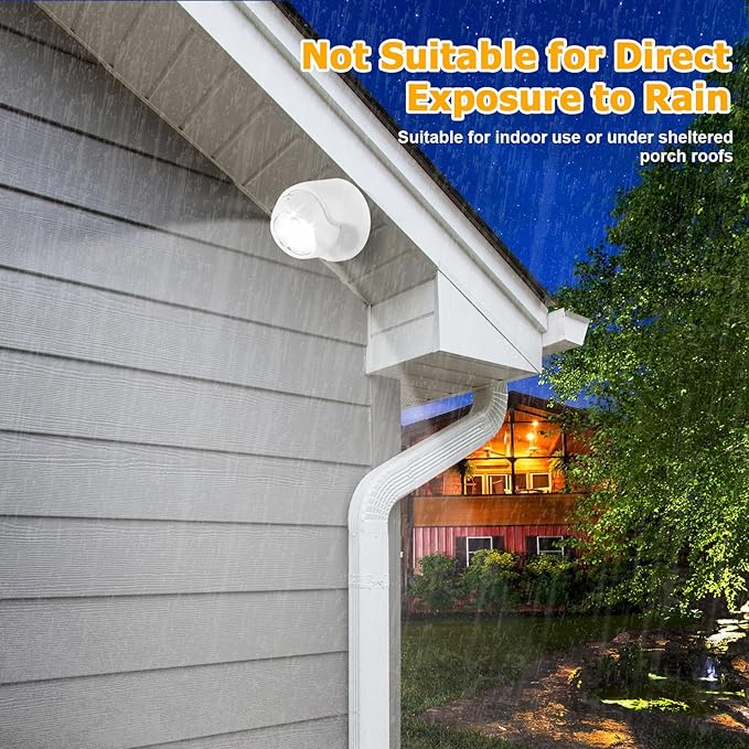LemonBest Motion Sensor Outdoor Lights - Outdoor Motion Sensor Light Battery Operated Wireless Spotlight Motion Detector Security Light Auto On Off for Porch Stair Hallway Garage Wall Shed (1 Pack)