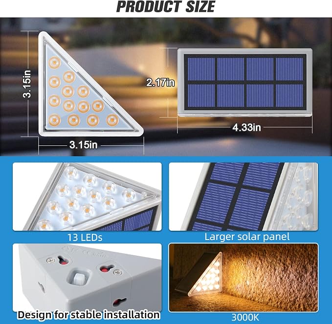 NIORSUN Solar Step Lights - 12 Pack Warm White Auto On/Off, Waterproof IP67, Outside for Stairs, Patios, Yards, Porches, Steps, Sidewalks, Decks