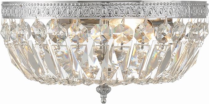 Crystorama 3 Light Clear Italian Crystal Flush Mount (Polished Chrome)