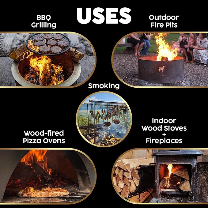 Kiln-Dried PA Ash – 16” Splits (Approx. 38 lb) – Mild Smoking Wood for Cooking, Grilling, BBQ & Campfires – Easy Light, Low Smoke, USA-Sourced