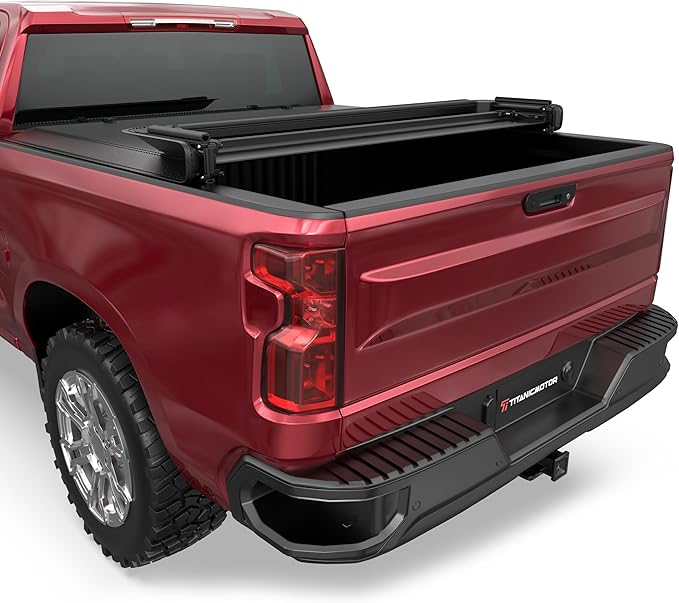 Soft Quad Fold Truck Bed Tonneau Cover Compatible for 2019-2024 2025 Chevy Silverado/GMC Sierra 1500 Fleetside New Body Style 4-Fold 6.5FT 78.9Inch