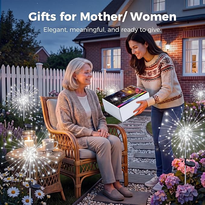 btfarm 1 Pack Solar Garden Lights Outdoor, 8 Modes Firework Lights Solar Powered, Waterproof Twinkle Fairy Light Outside for Yard Patio Pathway Pool Christmas Party Decorative, Cool White