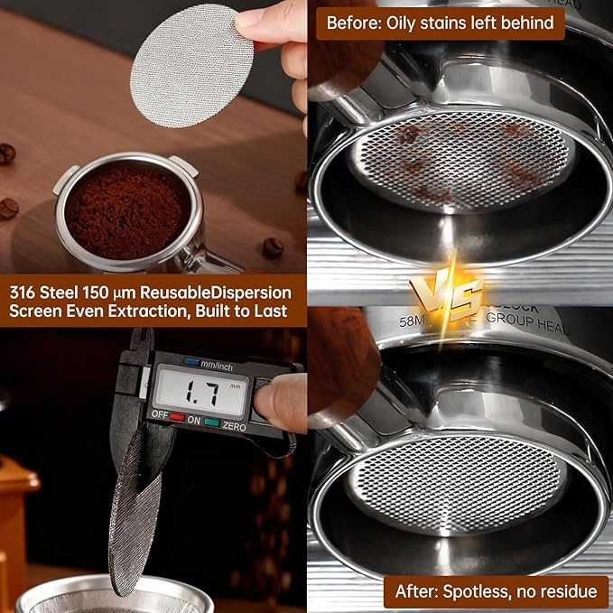 9 Pcs Espresso Accessories Kit, 58mm Espresso Tamper Tools, with Wooden Espresso Tamping Station, Distributor, Stirrer, Dosing Funnel,Puck Screen, Brush, Latte Art Pen and Decorative Stencils