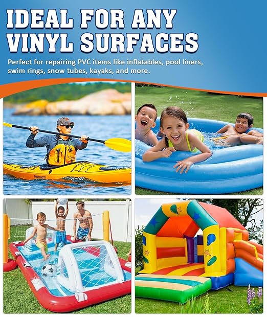 EPN Air Mattress Patch Kit, Waterproof Vinyl Pool Liner Repair Kit for Inflatables, Air Mattress, Swimming Ring, Tent, Bounce House, Inflatable Toys, Hot Tub, PVC Boat, Raft, Kayak (80 ML)