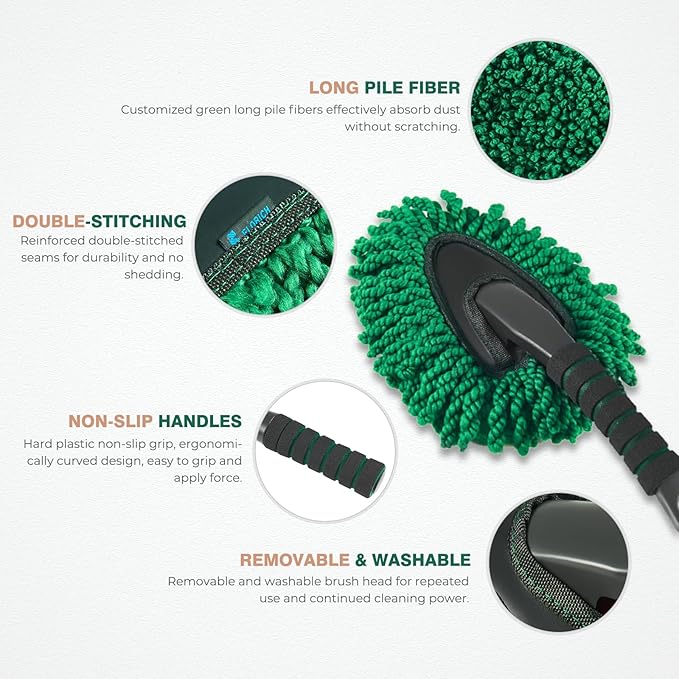 FLORICH Large Microfiber Car Duster Kit, Extendable Car Duster Exterior Scratch Free, Car Cleaning Brush Car Interior Detailing Kit, Car Cleaning Supplies for Cars RV Truck Boat