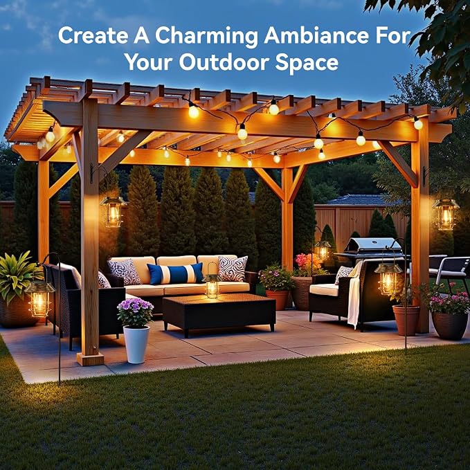Ahaorigin 2 Pack Solar Lanterns Outdoor Waterproof, High Brightness Hanging Solar Lights for Outside with Wall Hooks, Retro Metal Outdoor Lanterns Auto On/Off for Garden, Porch, Patio, Yard Decor