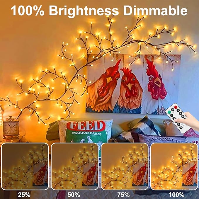 2PCS Vines for Room Decor with Remote, 7.5Ft Christmas Decorations Indoor Home Decor Artificial Plants Twinkling Tree Branches, 8 Modes Enchanted Willow Vine Lights for Bedroom Walls Living Room