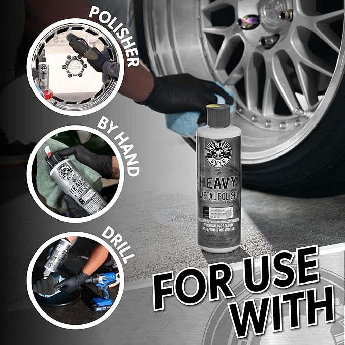 Chemical Guys Heavy Metal Polish Restorer and Protectant - Cleans, Restores & Protects, Aluminum, Stainless Steel, Chrome Polish & More, Safe for Cars, Trucks, Motorcycles, RVs, and Boats - 16 oz
