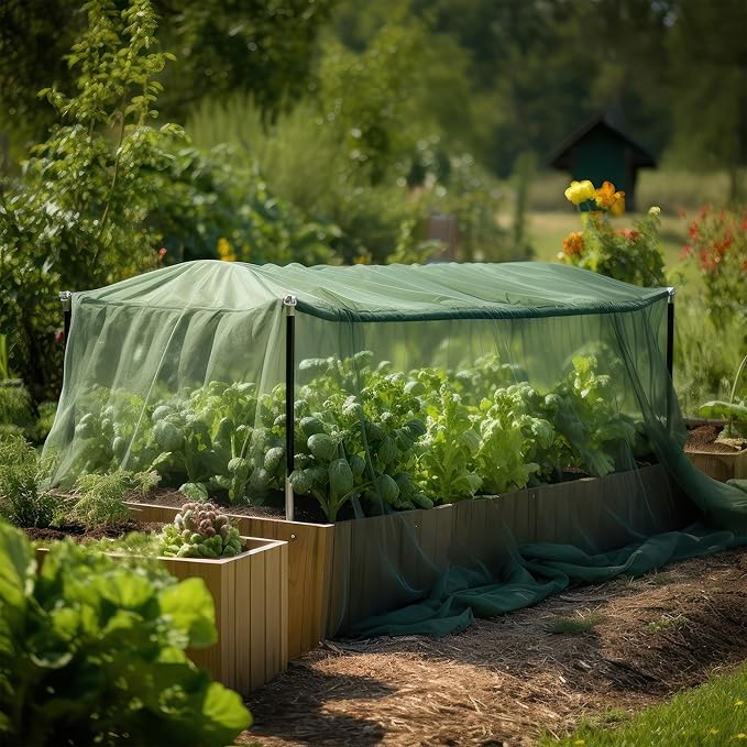 Green DIY Mosquito Net Fabric | 10x30 FT Netting | Insect Cover for Garden, Patio, Outdoor & Windows | Multiple Sizes in Black, White & Green | Raised Bed Screen Mesh Barrier