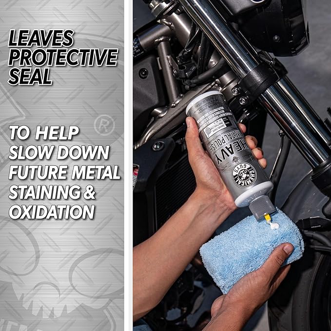 Chemical Guys Heavy Metal Polish Restorer and Protectant - Cleans, Restores & Protects, Aluminum, Stainless Steel, Chrome Polish & More, Safe for Cars, Trucks, Motorcycles, RVs, and Boats - 16 oz