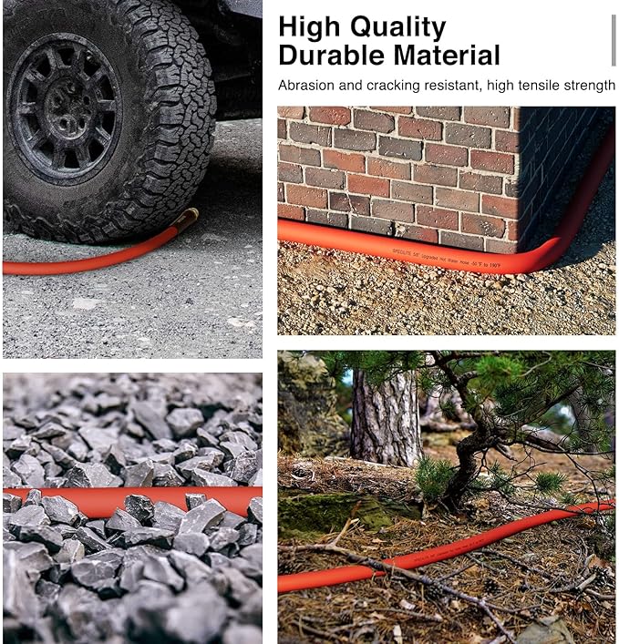 SPECILITE 3/4" Hot/Cold Garden Water Hose 200 ft, -50℉-190℉,Flexible & Lightweight With 3/4" Brass Fittings for Yard, Outdoor, Farm, Red