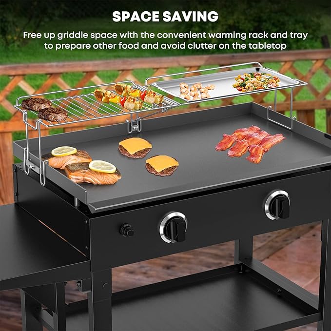 Stanbroil Griddle Warming Rack and Tray for 28" Blackstone Griddle - Foldable Cooking Grate BBQ Accessories Compatible with 28" Blackstone Griddle (Not Work with Hood)