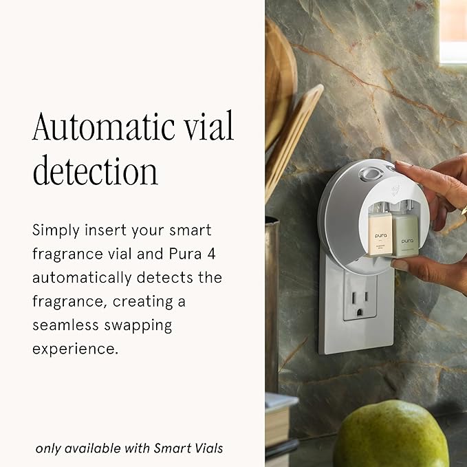 Pura Smart Home Fragrance Device Starter Set - Pura 4 - Scent Diffuser for Home - Includes Fragrance Aroma Diffuser - Square Box, Saltaire and Coconut Sugar Scent Refills