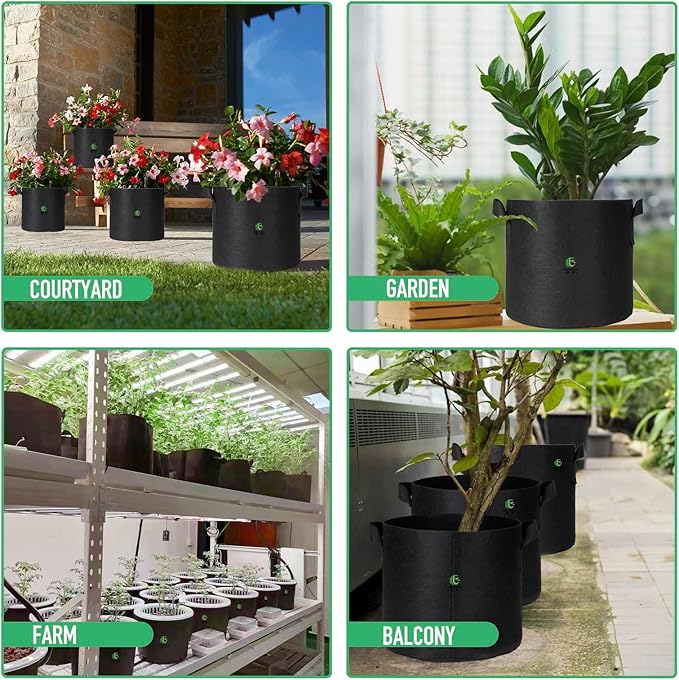 WEIFENG 3-Pack 50 Gallon Grow Bags Outdoor Plant Pots with Handles Potato Grow Bags