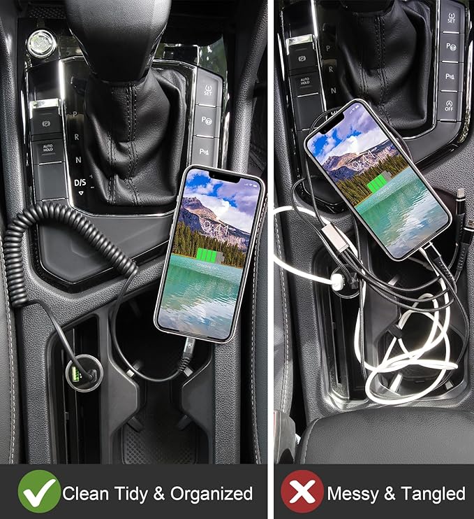 KIYODA USB Type C to Lightning Cable 3FT 2Pack, Coiled iPhone Charger Fast Charging for Car Short USBC Lightning iPhone Cord for iPhone14/13/12/11 Pro Max/iPad/CarPlay