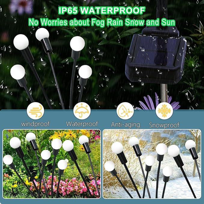 Kohlrabi Solar Garden Lights Outdoor, 4 Pack 32 LED Solar Firefly Lights Waterproof, Sway by Wind, Swaying Light for Yard Patio Backyard Garden Planter Flower Bed Pathway Outdoor Decoration