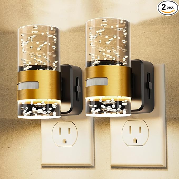 L LOHAS LED Motion Sensor Night Light,Dimmable Night Lights Plug into Wall, 2 Pack Acrylic Nightlight with 0-100 LM Adjustable Brightness, 3000K Plug in Night Light for Bathroom Hallway