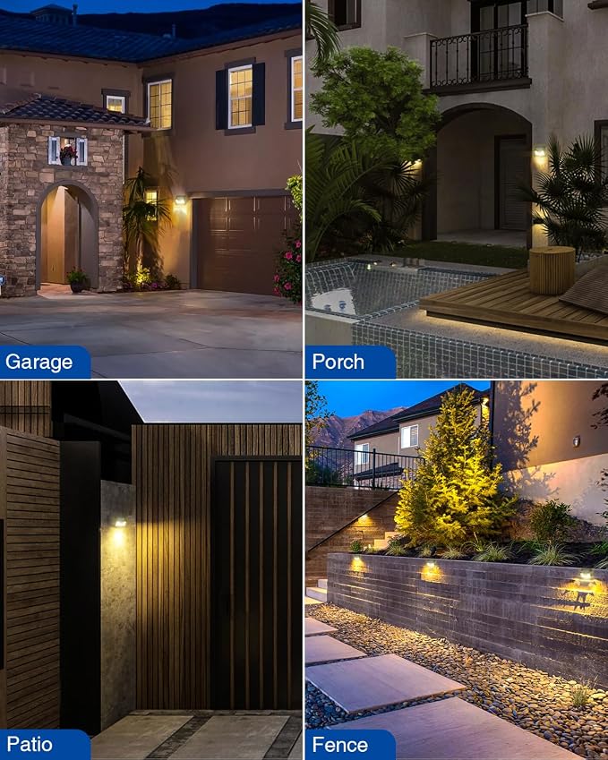 Peasur Solar Lights Outdoor Waterproof, 12Pack 140LED Motion Sensor Lights Solar Powered 3 Modes, Solar Security Fence Lights for Wall Garden Yard Outside(Warm White)