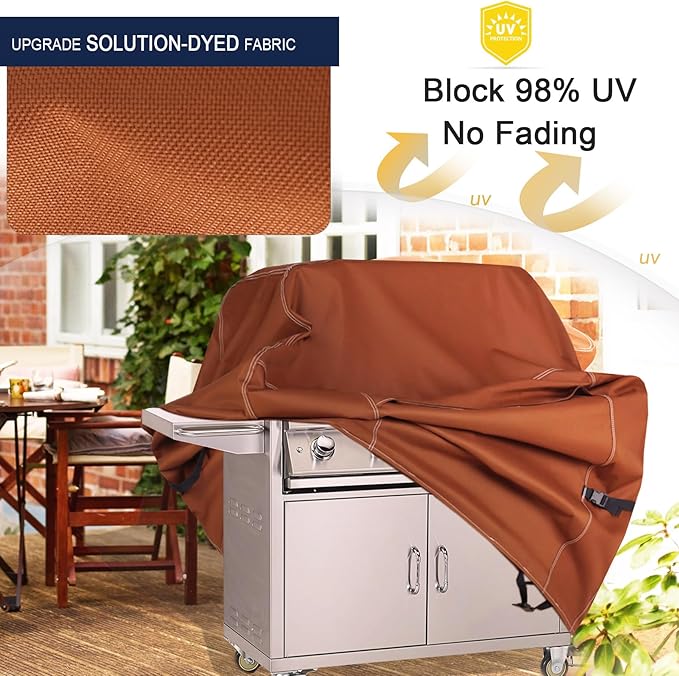NettyPro Grill Cover Heavy Duty Waterproof 44 inch, Outdoor 2 Burners Gas BBQ Cover for Outside Weber, Char-Broil, Brinkmann, Nexgrill Barbecue, Brown