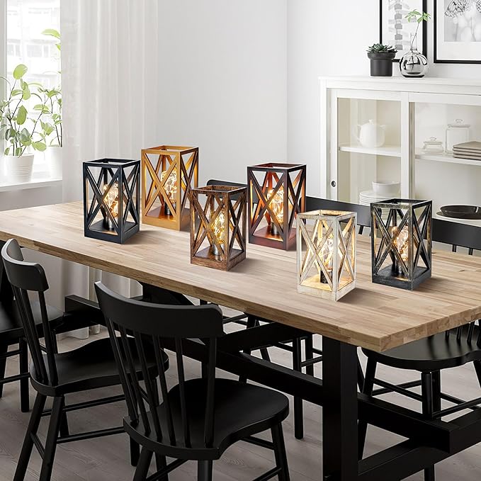 WINGBO 2 Pack Retro Battery Powered Table Lamps, Battery Operated Cordless Lamp Set, Portable Nightlight Decorative Light for Living Room Dining Room Bedroom Entryway Patio, Black & Gold Finish