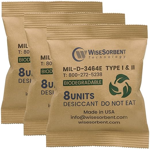 Wisesorb Kraft Clay Desiccants Packs for Safe, 264 Gram 2 Packs Dehumidifier for Gun Safe, Military Grade Moisture Absorbers, Conforms to MIL-D-3464E Type I & II Absorbents
