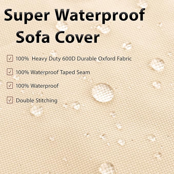 Outdoor Sectional Cover - Patio Furniture Covers Waterproof Rip-Stop Anti-UV 600D Heavy Duty Outdoor Sofa Couch Cover with 3 Air Vents (L-Shaped-Left facing-90''X120'')