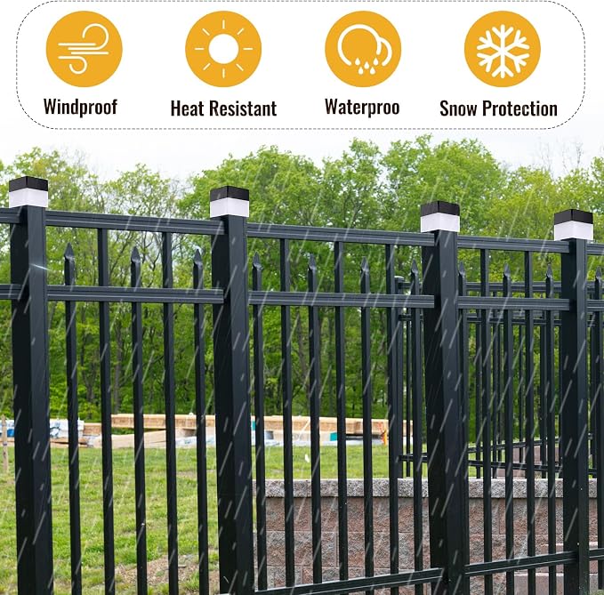 Tujoe Solar Post Cap Lights Fence Post Solar Lights 2in x 2in (5cm x 5cm)(Warm Yellow,20 Pack)