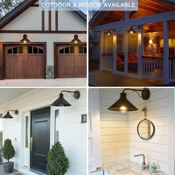 1 Pack Outdoor Wall Lights Wall Mount for House, Front Porch Wall Light Fixtures Wall Mount, Farmhouse Wall Sconce, Classic Barn Lights Outdoor & Indoor-E26 Socket
