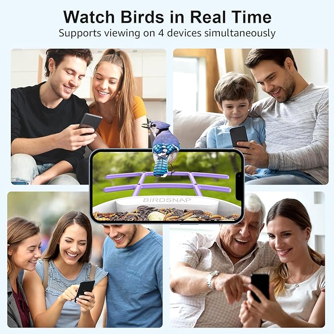 birdsnap® PAV- Smart Bird Feeder with Camera Solar Powered, 64GB Card & 2K HD Record Video Bird Camera Live with 5 DIY Add-ons, AI Identify Auto Capture, Ideal Gift for Birds Lover