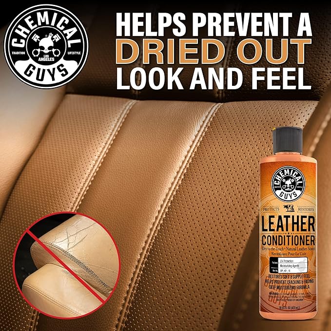 Chemical Guys Leather Cleaner and Conditioner Kit - 2 Bottles (4 oz Each), Car Cleaner and Conditioner, Safely Cleans & Conditions Leather Car Interiors, Furniture, Shoes, Boots, Bags, Apparel & More
