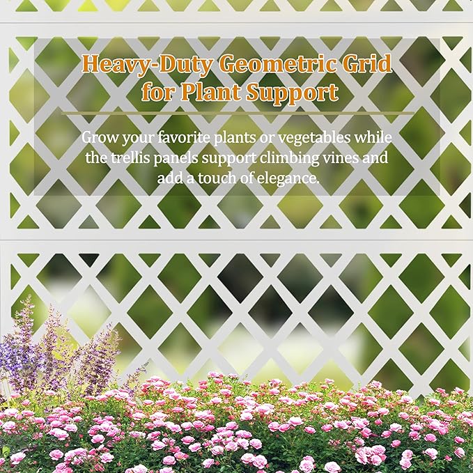 Metal Planter Box with Trellis, Heavy-Duty Raised Garden Bed for Climbing Plants, Drainage Hole, Outdoor Planter Box with Privacy Screen，47''L×16''W×71''H