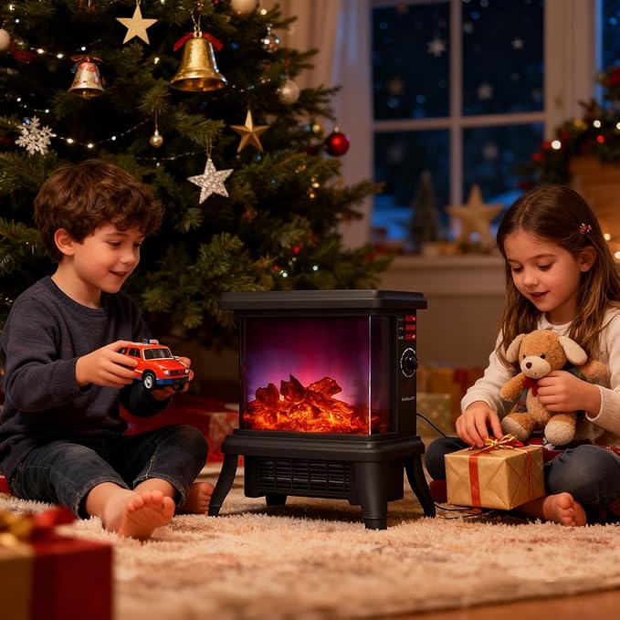 18 inch Panoramic Window with 1500W/1650W Electric Wood Fireplace Flame Effect