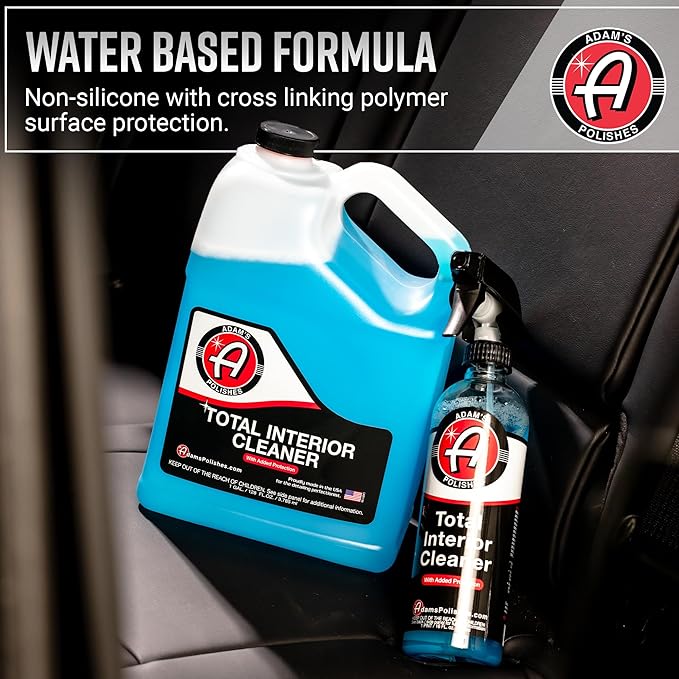Adam's Polishes Total Interior Cleaner & Protectant, Quick Detailer & SiO2 Protection, Ceramic Infused, Anti-Static, OEM Finish, For Leather, Vinyl, Plastics, Glass & More