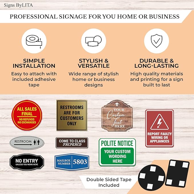 Signs ByLITA Oval Electrical Panel Inside Sign (Black/Gold) - Small 2 Pack