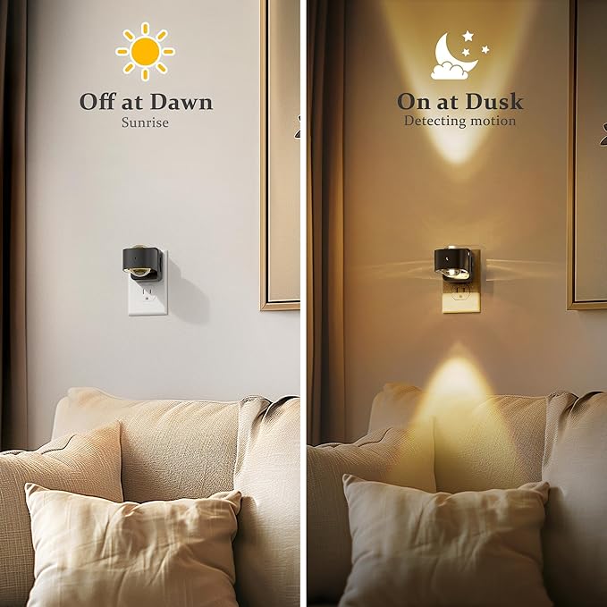 JandCase Night Lights Plug into Wall,0-150LM Super Bright Automatic Night Light with Dusk to Dawn, 2 Pack 180° Rotatable Plug in LED Nightlight Soft Warm for Halloween Decoration, Children Room,Party