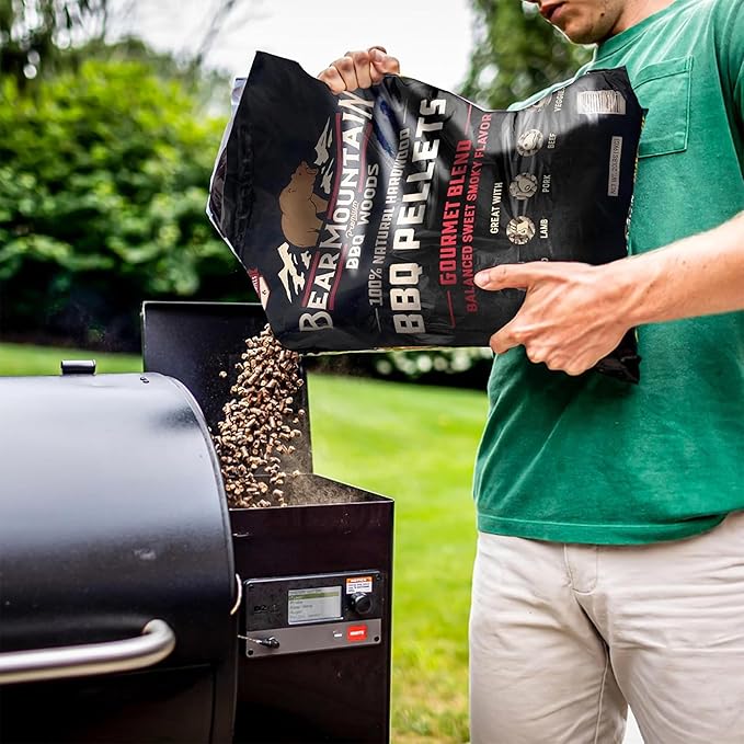 Bear Mountain 3-Pack Wood Pellets for Smoker, Grill & BBQ, 20 Lb, Apple, Hickory & Gourmet - Premium Hardwood Barbecue Pellets for Indoor and Outdoor Grilling