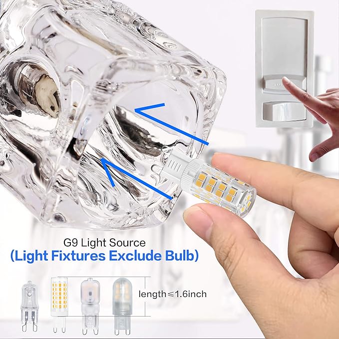 PRESDE Modern 3-Light Bathroom Vanity Lights Crystal Chrome Bathroom Lights Fixture Over Mirror LED Bath Wall Lighting