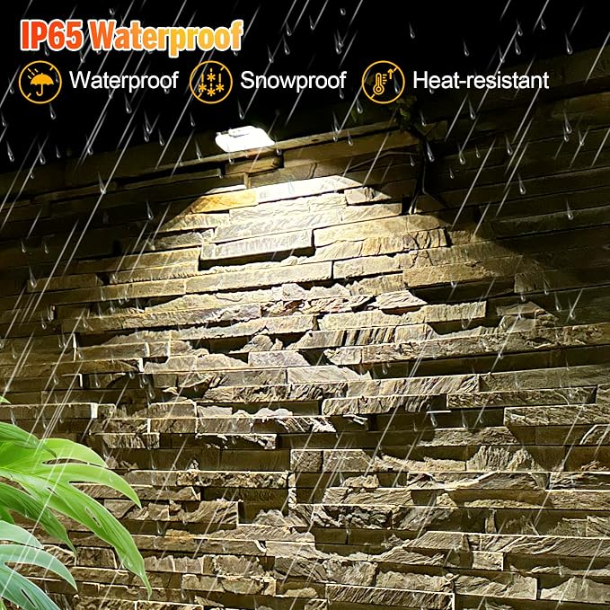 Yivsen Solar Fence Lights, Warm White & RGB Fence Lights Outdoor Step Lights Outdoor Waterproof LED Solar Lighting for Outside, Backyard, Patio, Deck, Stair Handrail, Pool and Wall(8 Pack,Black)