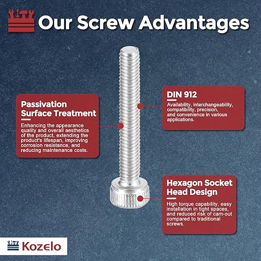 Kozelo 40pcs Socket Head Cap Screws - [M3-0.5 x 20mm] 304 Stainless Steel Allen Socket Drive for Electrical Motor 3D Printing Fan Engine Replacement Use, Silver