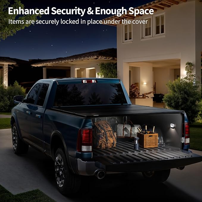 OEDRO FRP Hard Tri-fold Tonneau Cover Fits for Chevy Silverado 1500 & GMC Sierra 1500 2014-2018 New Body Style 5.8ft Bed w/o Multi-Flex Tailgate, Weather-Resistant
