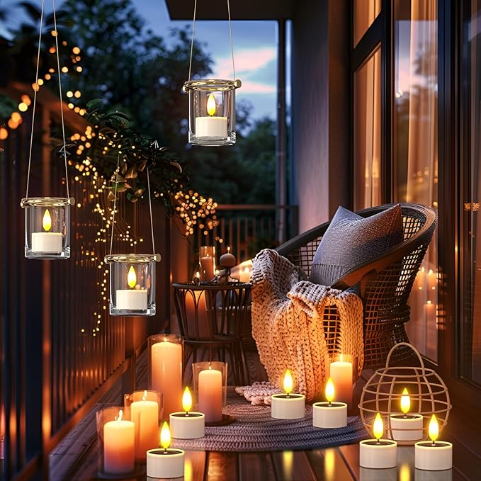 PChero Solar Tea Lights Outdoor Waterproof, 12Pcs Rechargeable Dusk to Dawn Candles, Flameless Flickering LED Votives Candles for Patio Lantern, Garden Decor, Mason Jar, Camping Table, 1.5"x2.1"